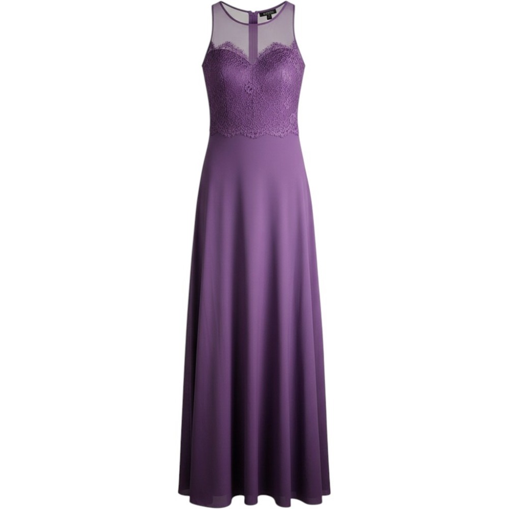 Bari Jay 1680W Purple Lace Illusion Mesh Tulle A-Line Bridesmaid Gown 18W